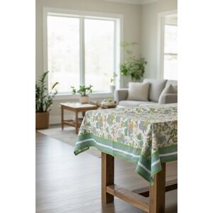 "Handprint"‎ Floral Tablecloth Rectangular Multicolored 84"Lx 55.5"W Plz Read!!!
